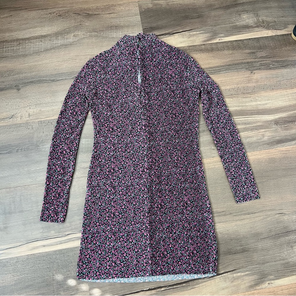 Bershka Long Sleeve Dainty Floral Print Pleated Mini Dress Size Small - Picture 11 of 14